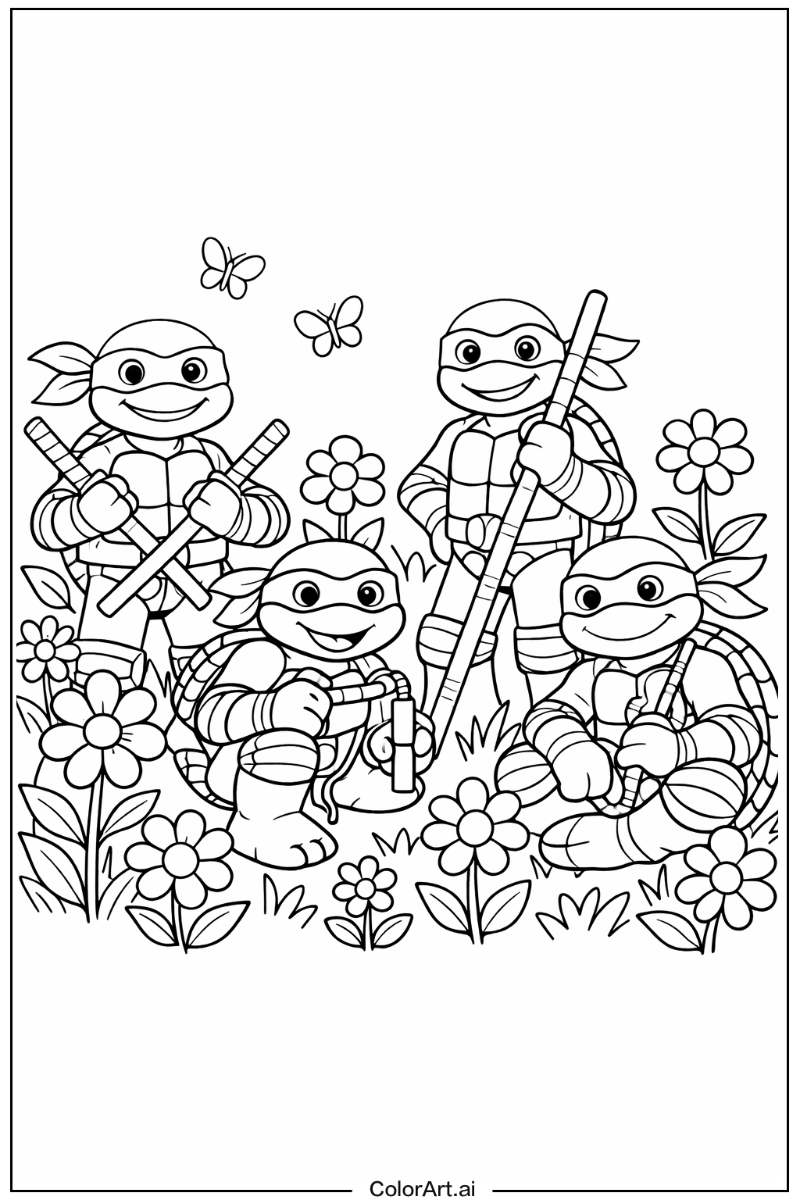 ninja turtles in a Garden 2
