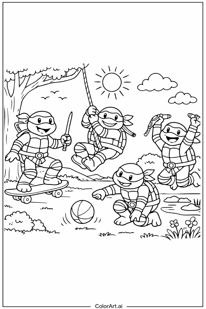 ninja turtles Playing Outside 2