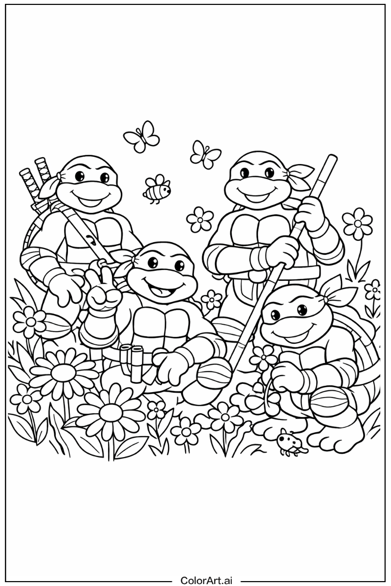 ninja turtles in a Garden 3