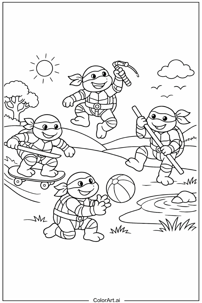 ninja turtles Playing Outside 3
