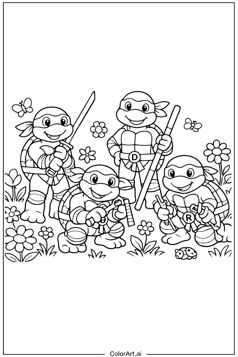 ninja turtles in a Garden 4