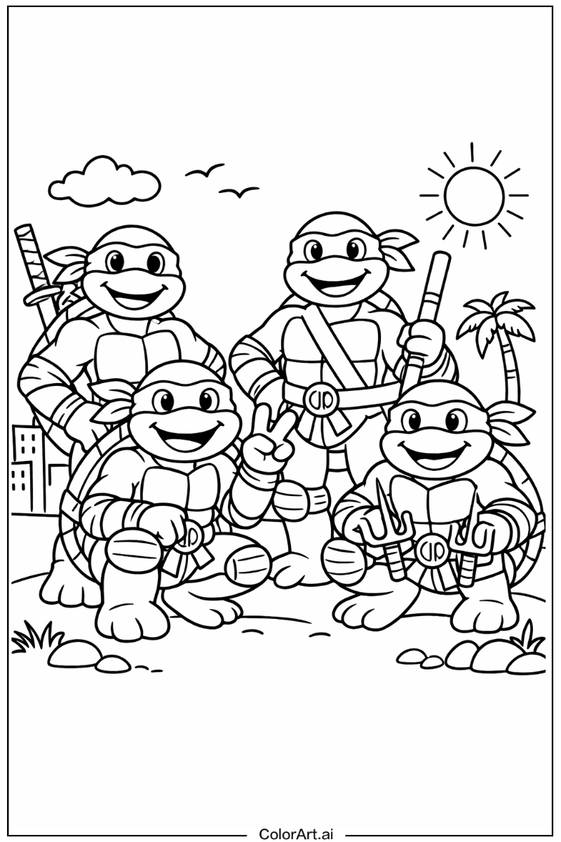 Smiling ninja turtles