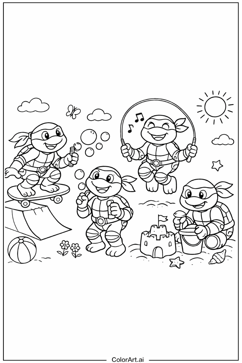 ninja turtles Having Fun