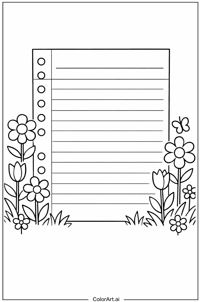 49種類の無料ノート用紙塗り絵ページ (印刷可能な PDF と PNG)