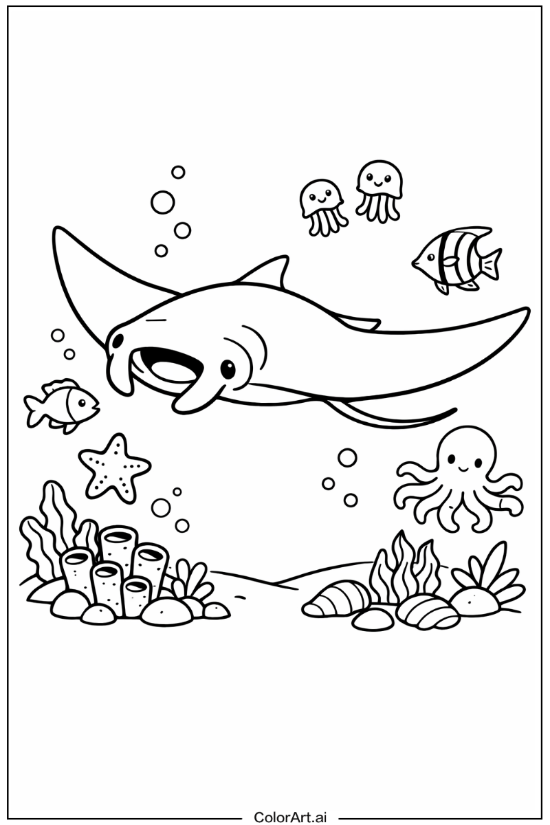 Ocean animals with Manta ray Theme