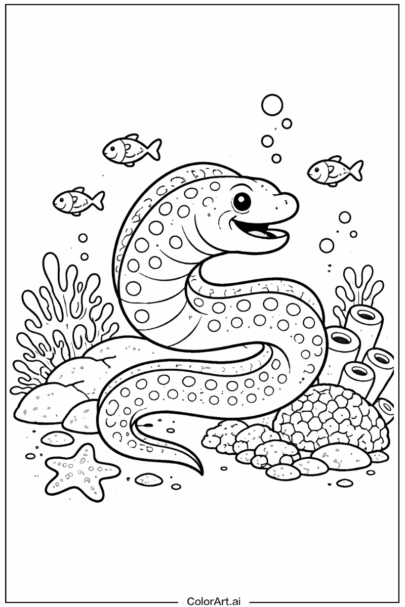 Ocean animals with Moray eel Theme