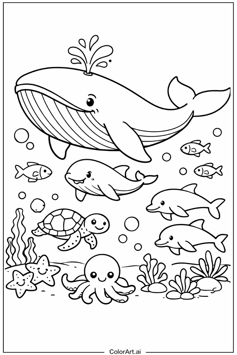 Ocean animals with Whale Theme