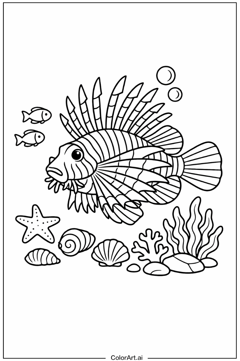 Ocean animals with Lionfish Theme