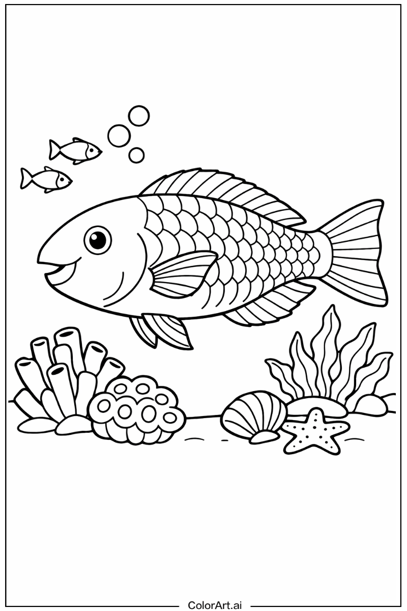 Ocean animals with Parrotfish Theme