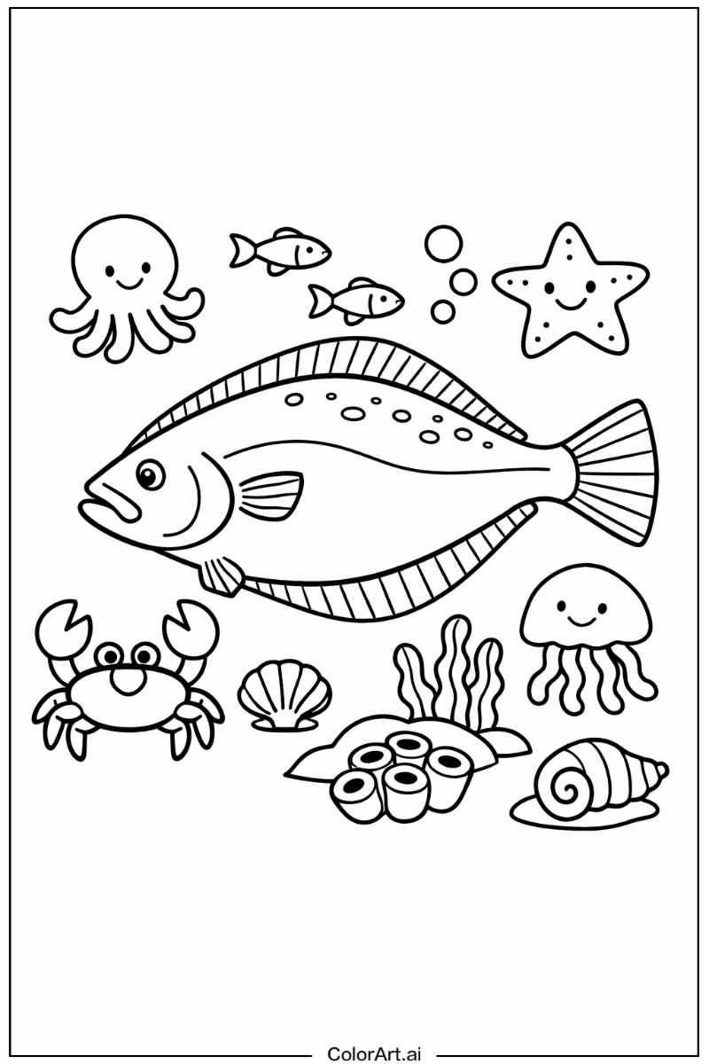 Ocean animals with Halibut Theme