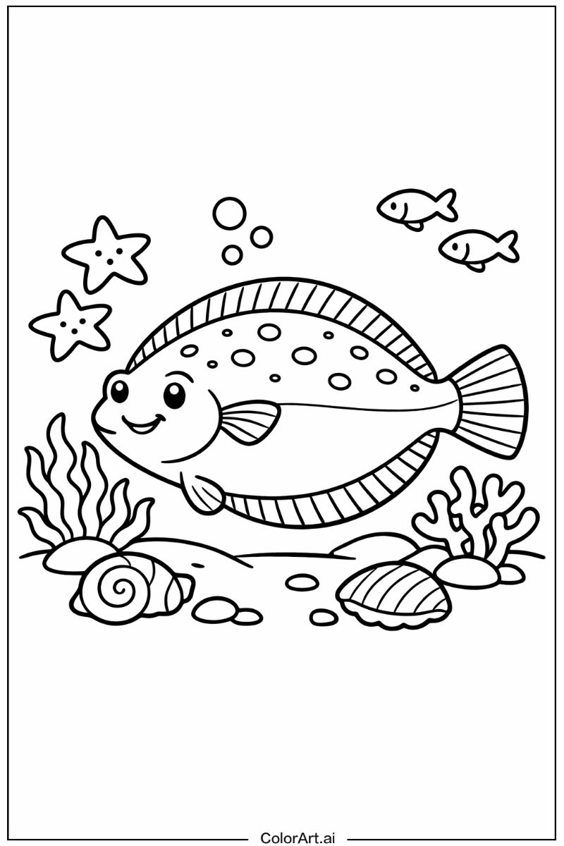 Flounder Ocean animals Design