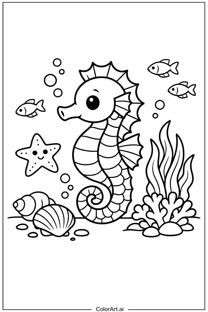 Ocean animals with Seahorse Theme
