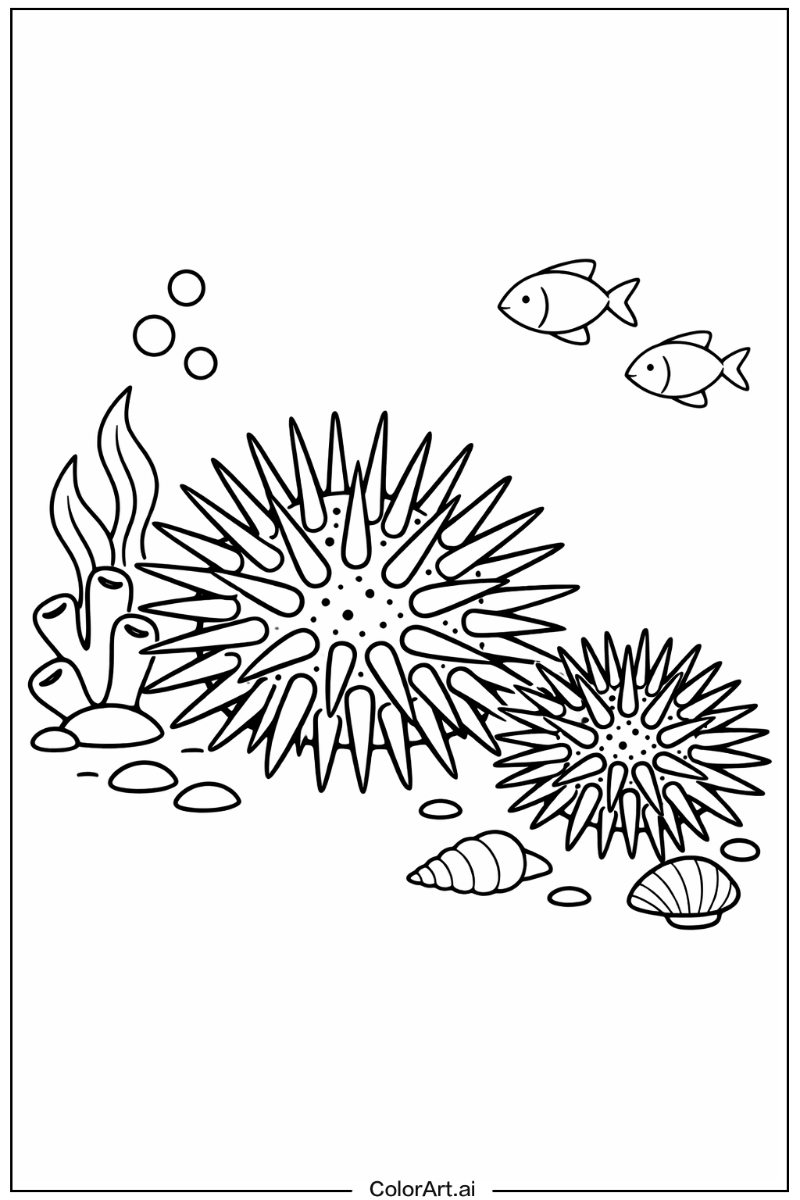 Ocean animals with Sea urchin Theme