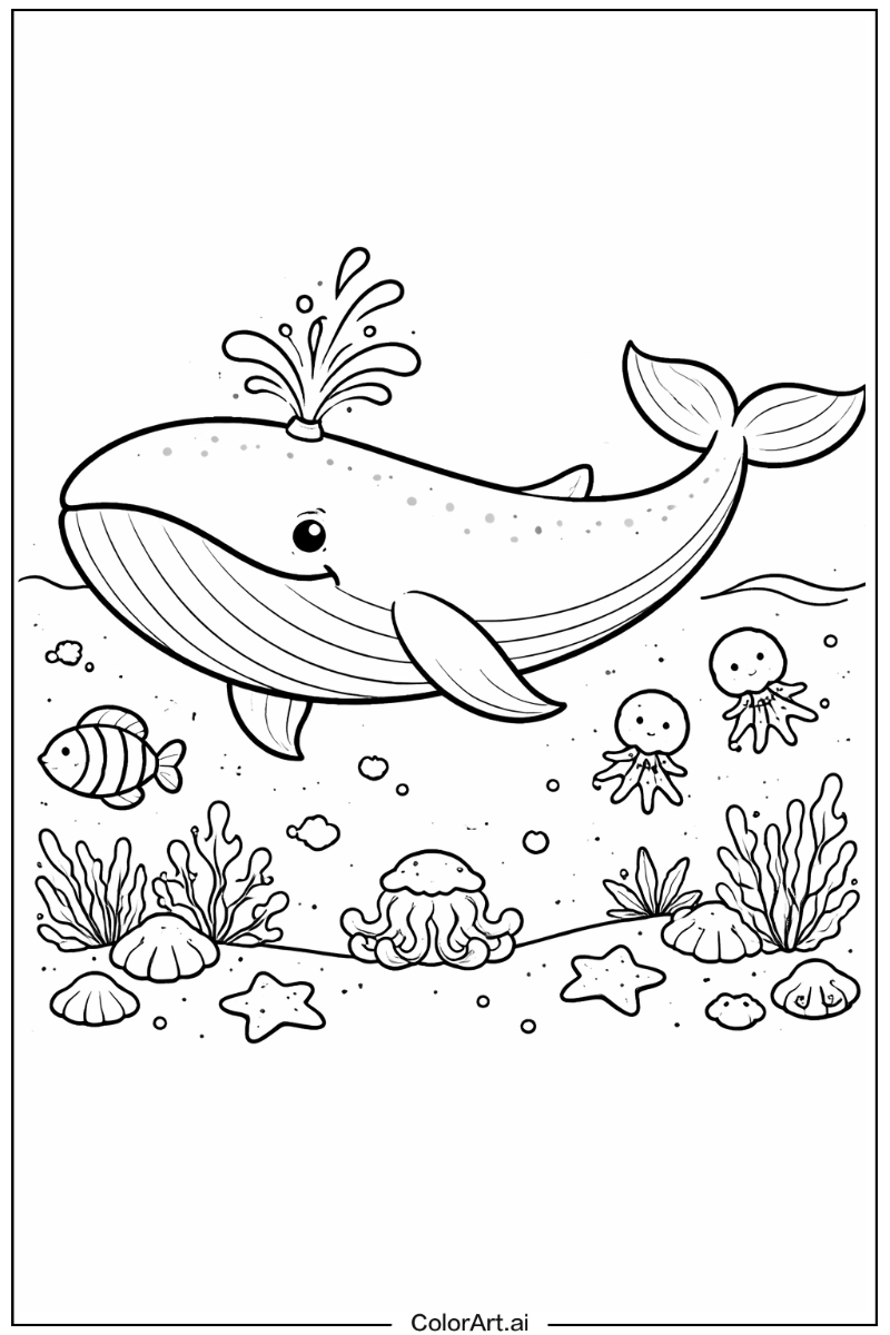 Ocean animals with Blue whale Theme