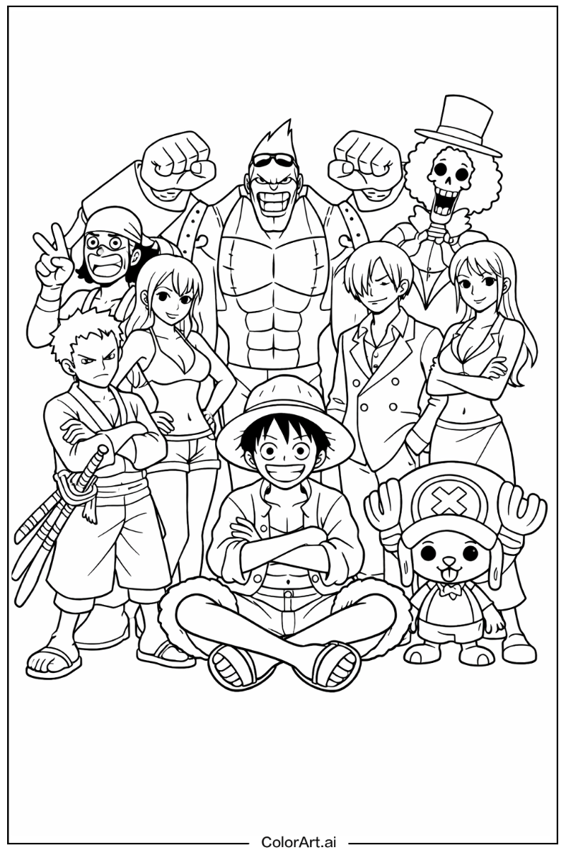 One Piece with Straw hat crew together Theme