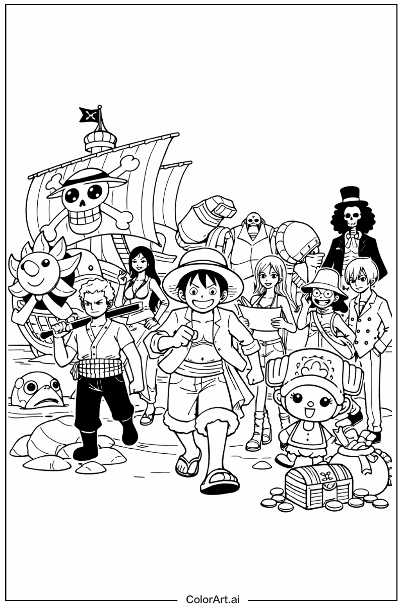 Straw hat pirates island landing One Piece Design