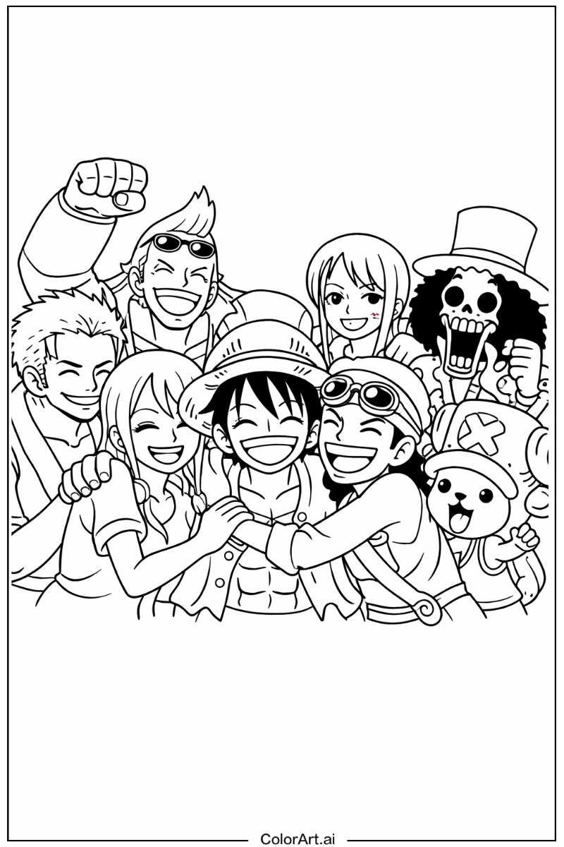 Straw hat pirates friendship scene One Piece Design