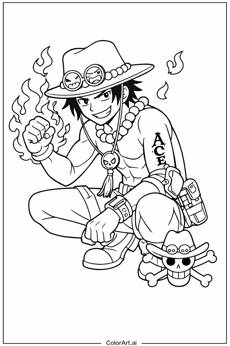 One Piece with Portgas d ace Theme