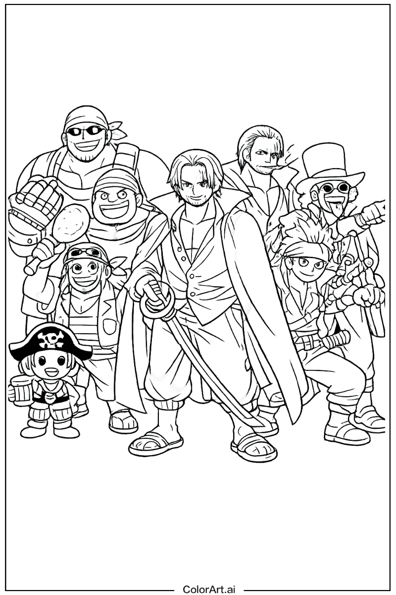 One Piece with Red hair pirates crew Theme