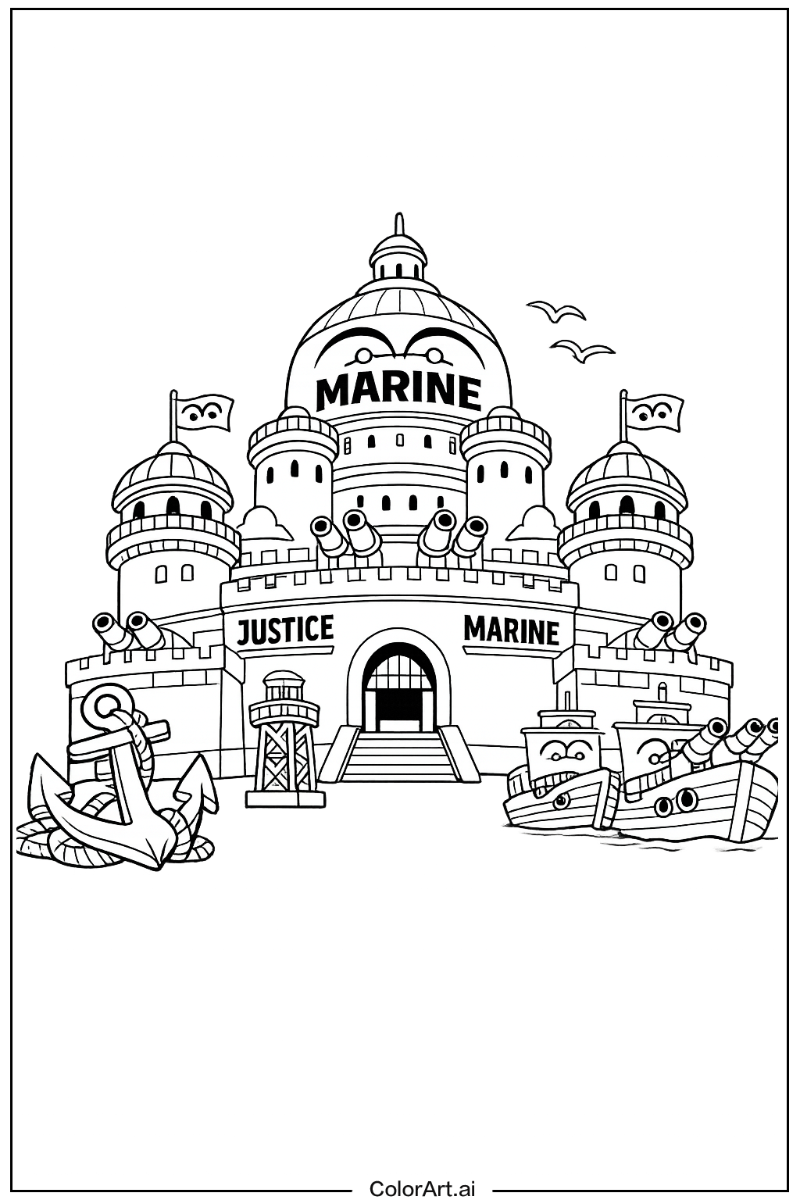 One Piece with Marines headquarters Theme