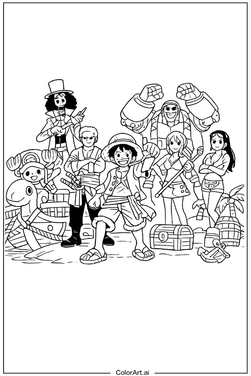 Straw hat pirates island landing One Piece Design 2