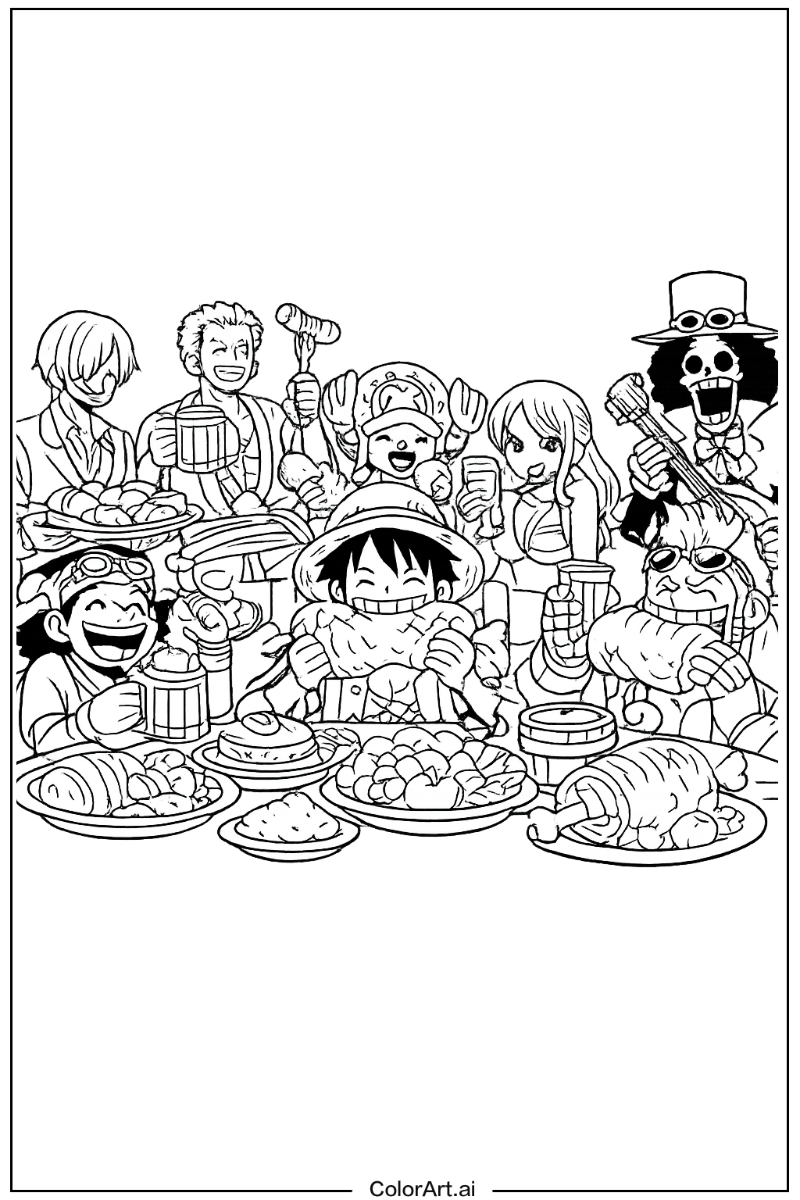 Straw hat pirates feast scene One Piece Scene 2