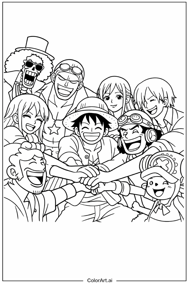 Straw hat pirates friendship scene One Piece Design 2