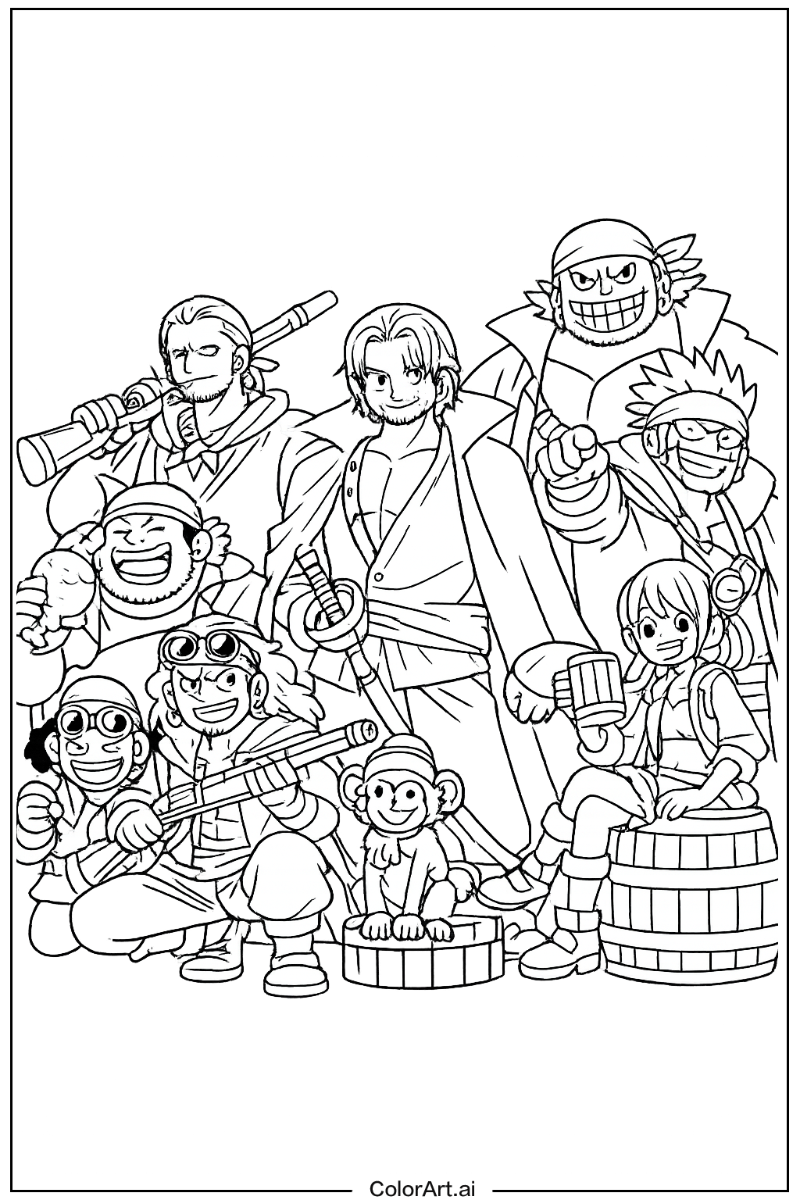 One Piece with Red hair pirates crew Theme 2