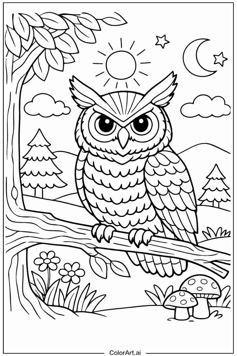 Striped owl Owl Scene