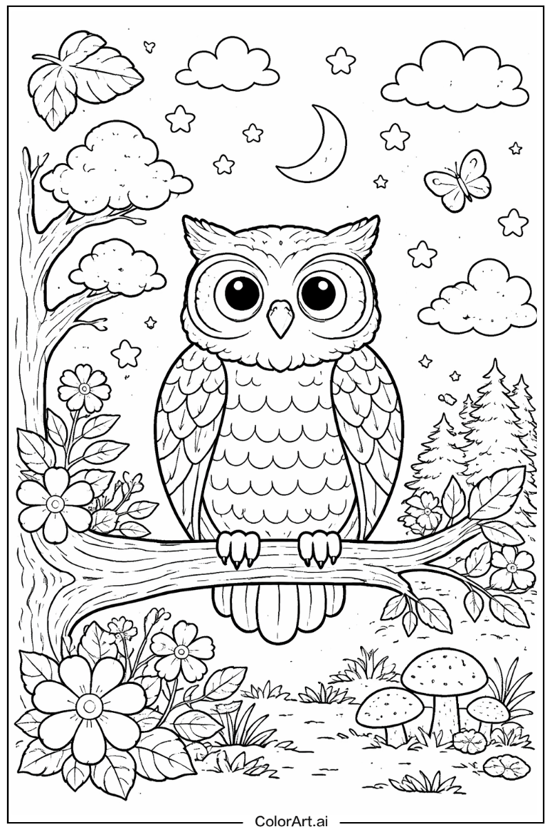 Gray owl Owl Scene