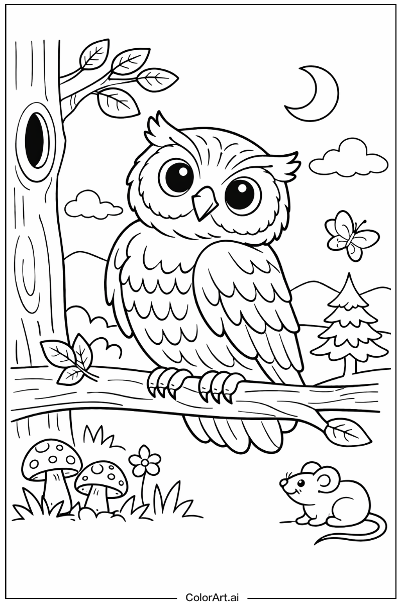 Turning head owl Owl Scene