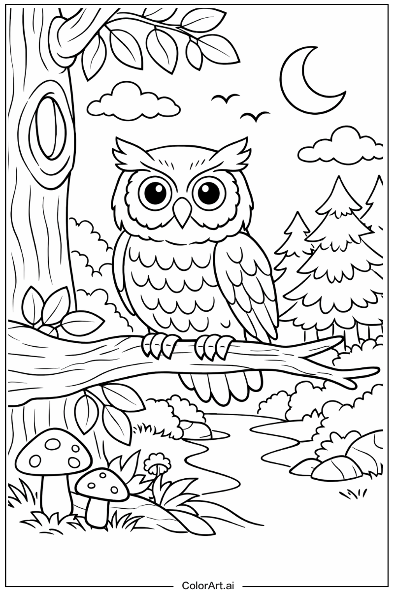 Owl with Forest owl Theme