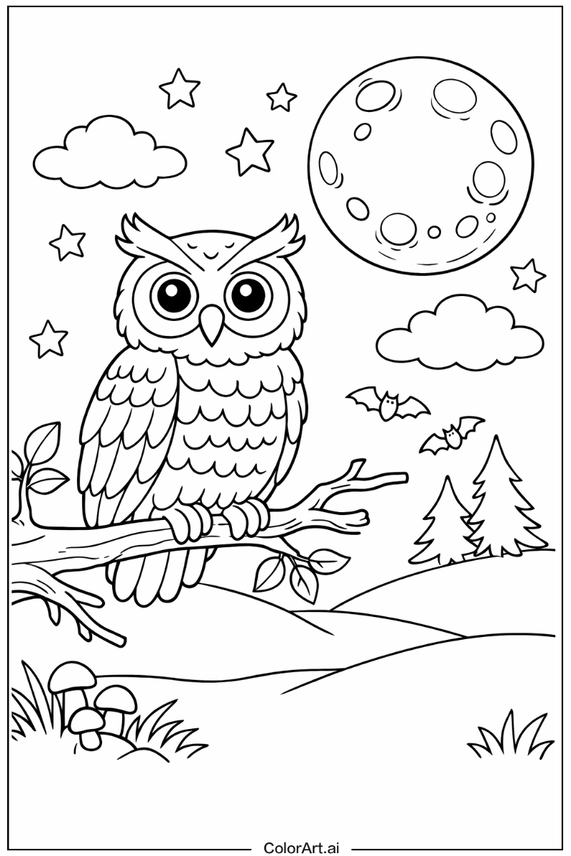 Moonlight owl Owl Scene