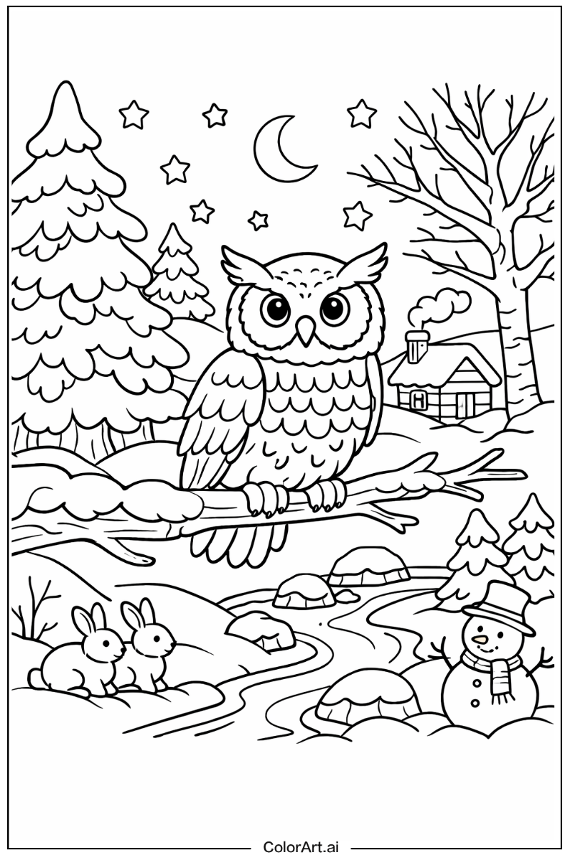 Owl with Winter owl Theme