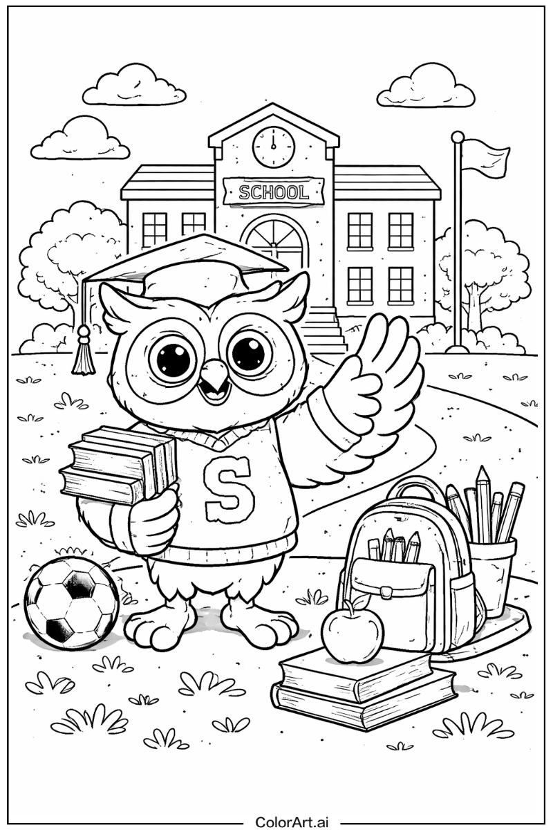 School mascot owl Owl Scene