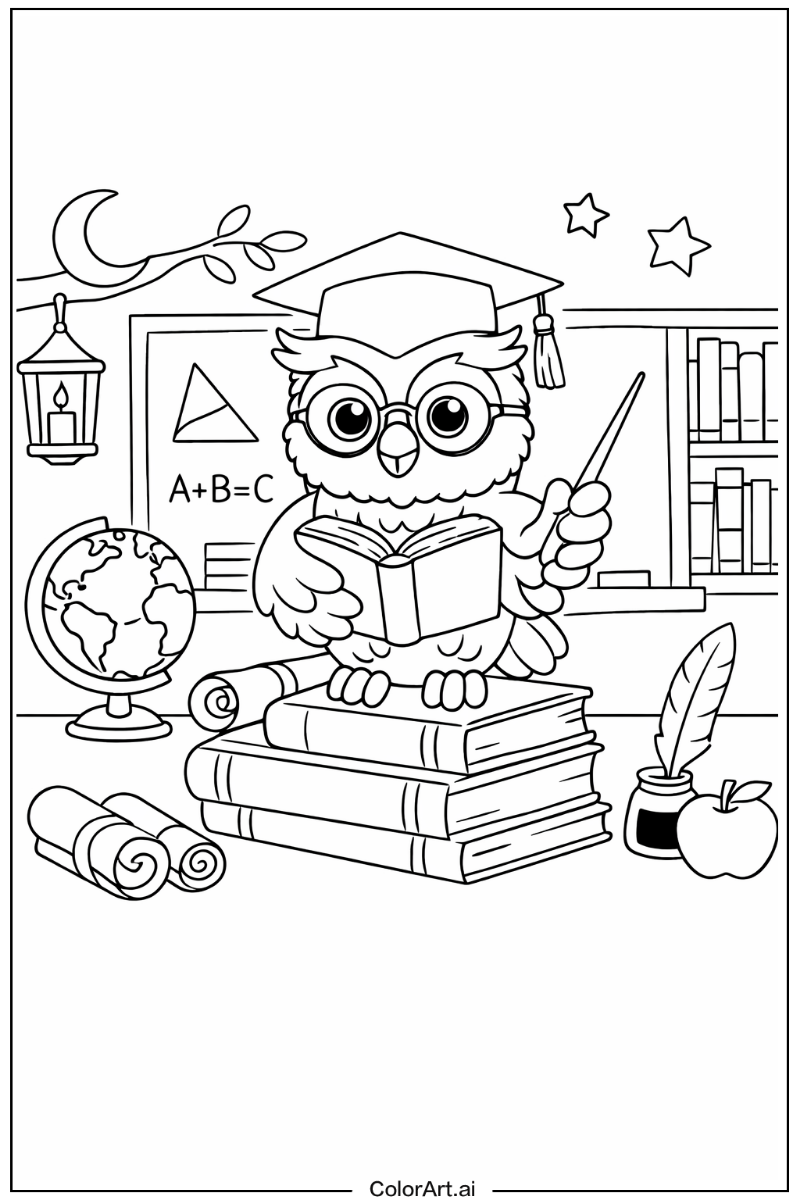 Owl with Wise teacher owl Theme