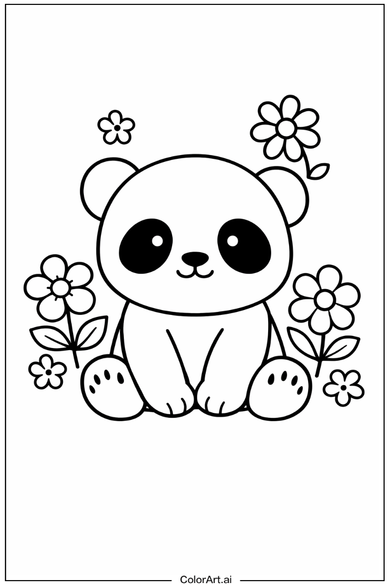 panda with Flowers 3