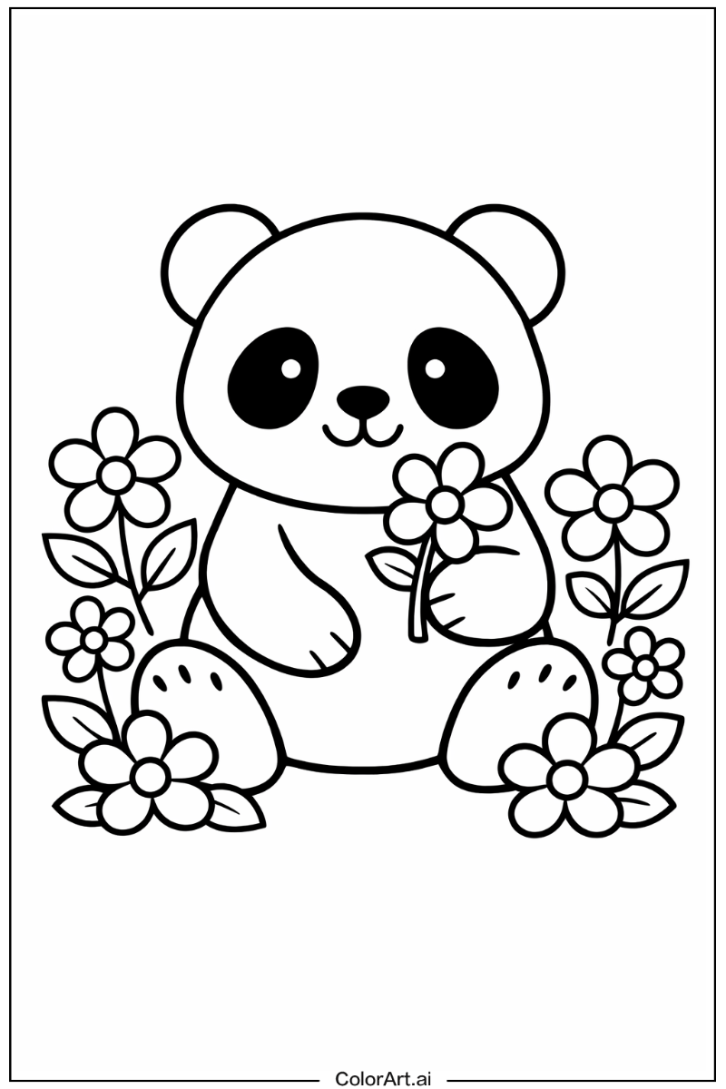panda with Flowers 5