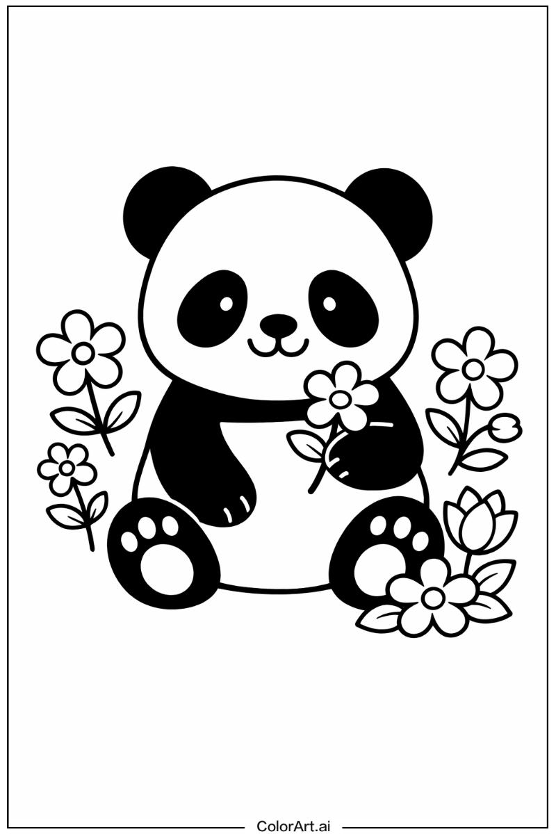 panda with Flowers 6