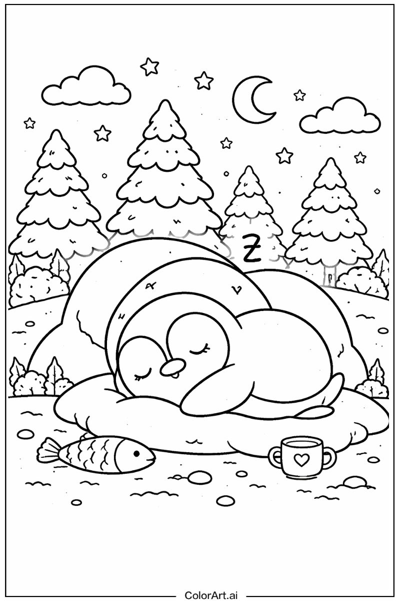 Sleeping penguin Penguin Scene