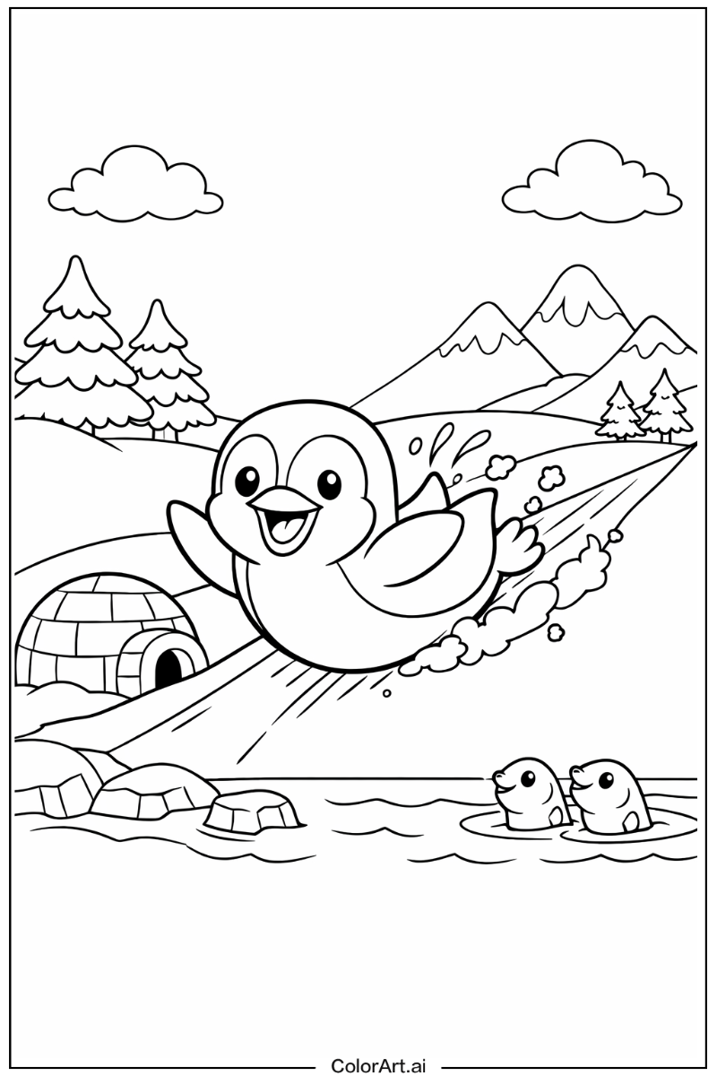 Sliding penguin Penguin Scene