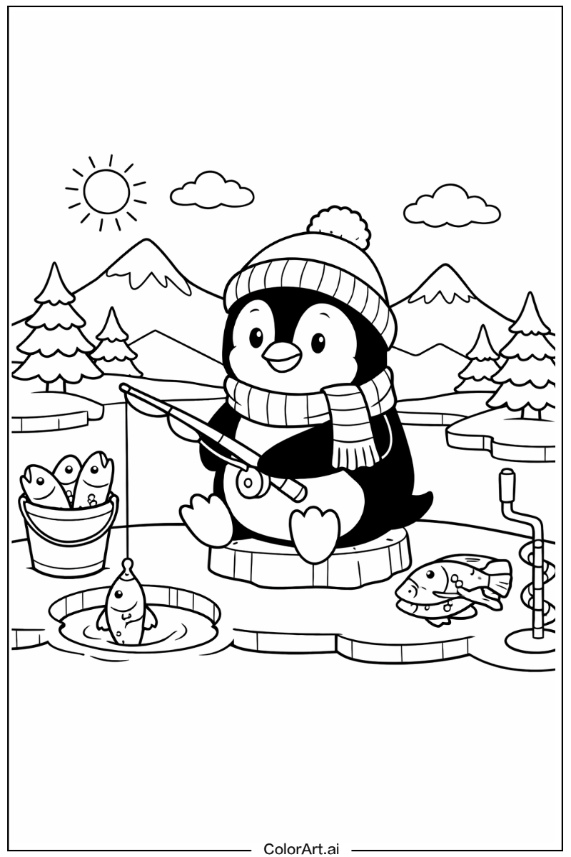 Fishing penguin Penguin Scene