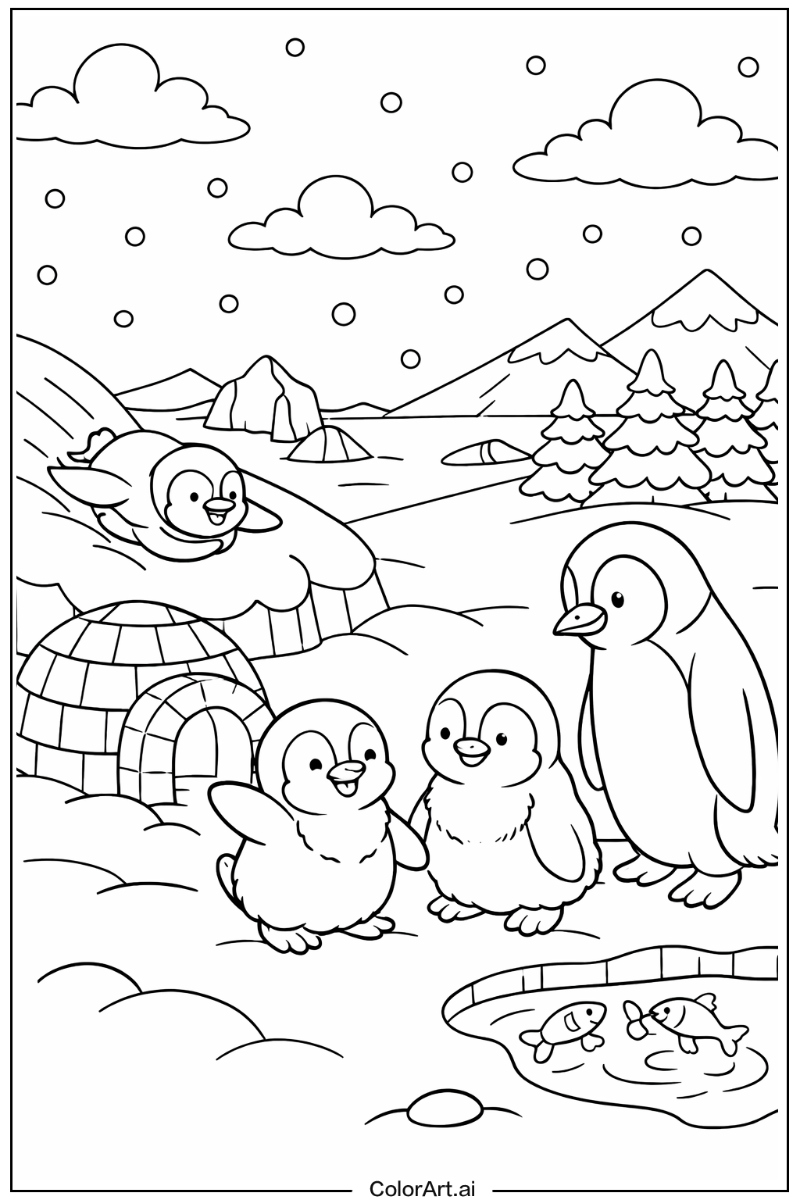 Snowy scene Penguin Design