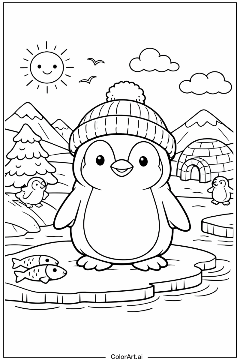 Penguin with Penguin with hat Theme