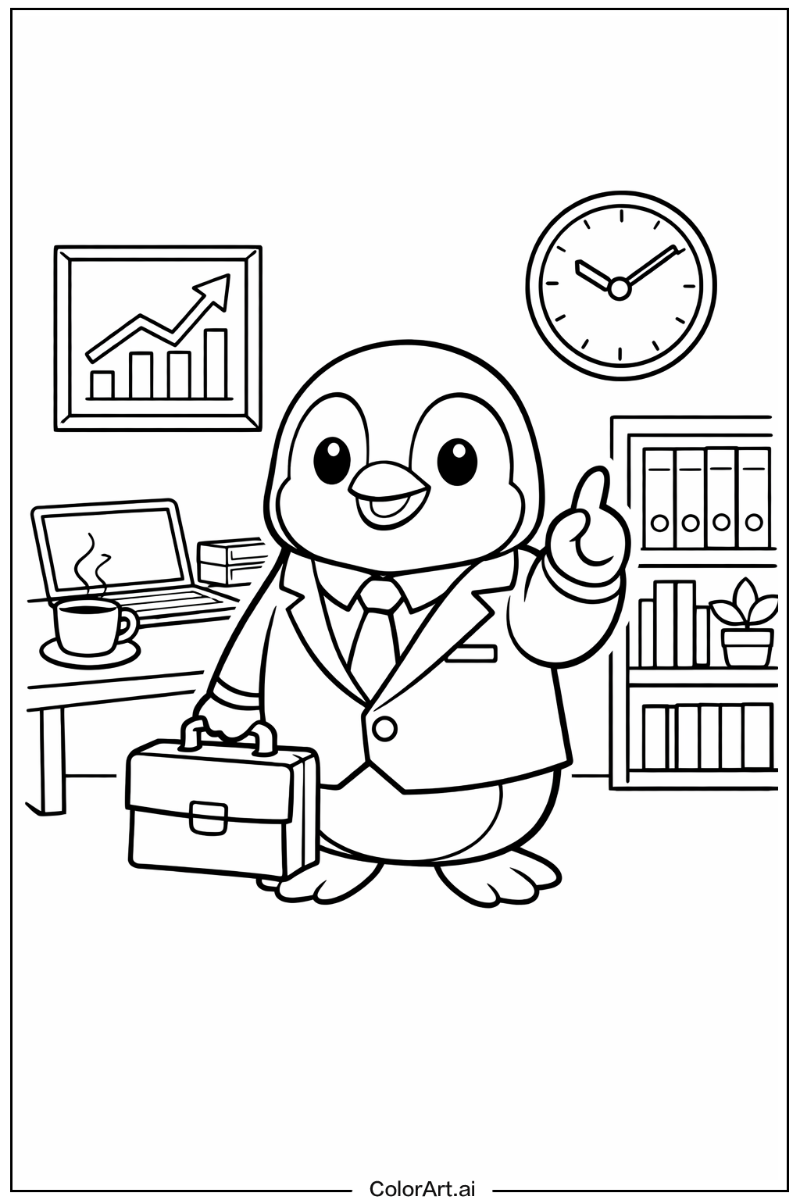 Corporate mascot Penguin Scene