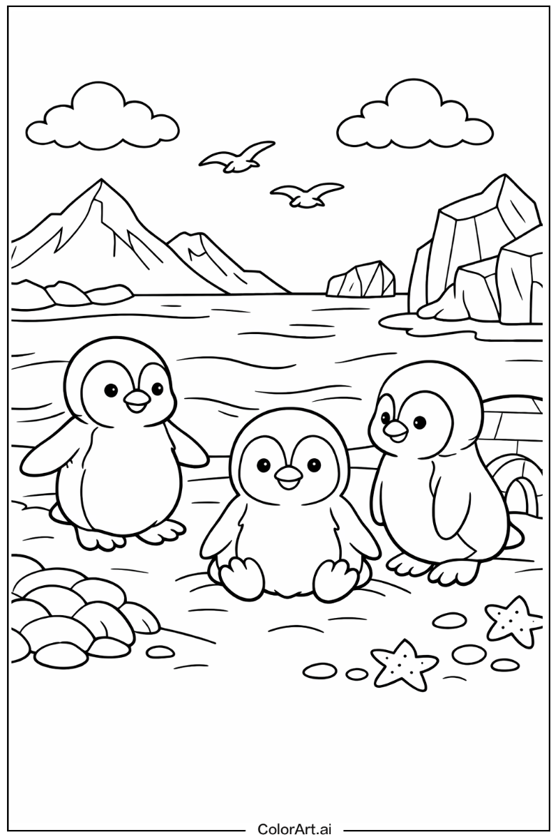 Penguin with Baby penguin Theme 2