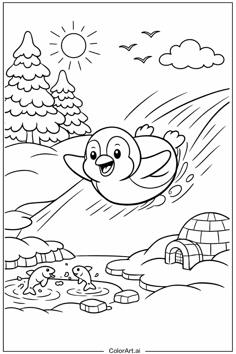 Sliding penguin Penguin Scene 2