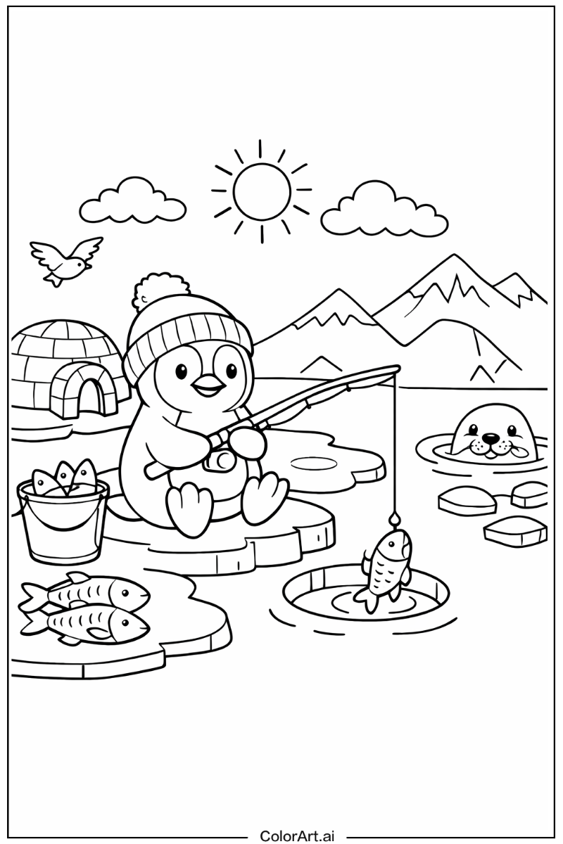 Fishing penguin Penguin Scene 2