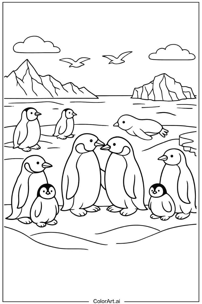 Penguin with Group of penguins Theme 2