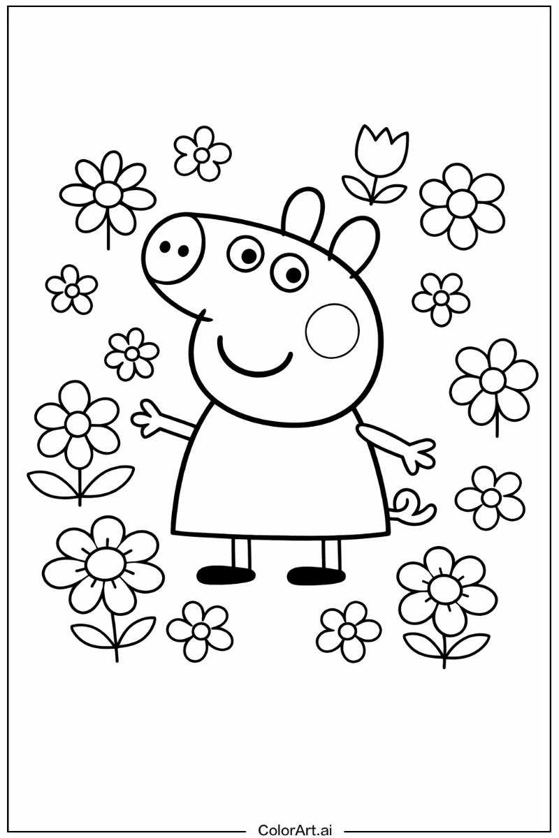 Peppa pig with Flowers 2